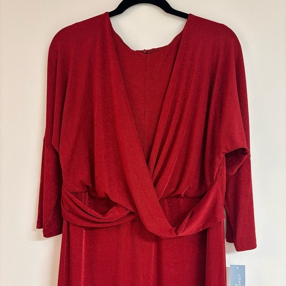 London Times Women's Plus Size 3/4 Sleeve Criss Cross Waist Dress, 14W - Picture 3 of 13